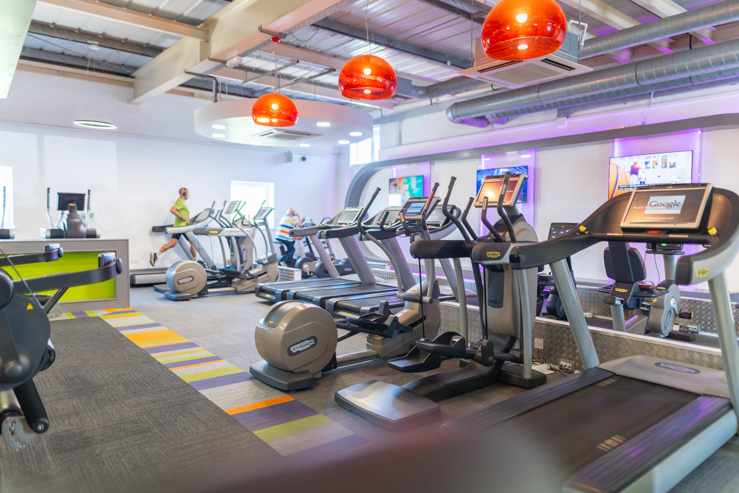 Members using Technogym cardio equipment at Corringham leisure centre gym