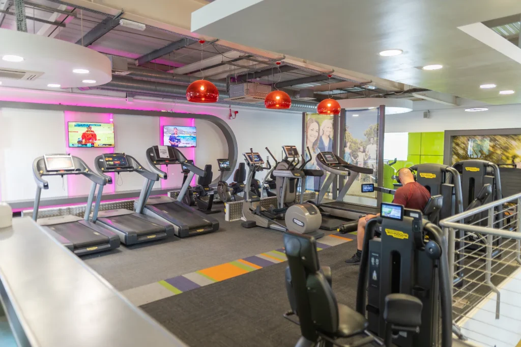 Technogym treadmills and cardio equipment in the gym floor at Corringham leisure centre